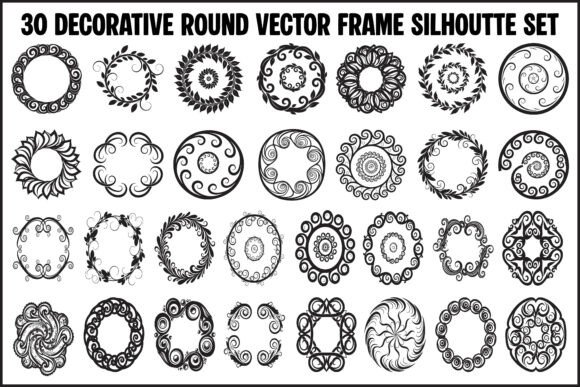 30 Decorative Round Vector Frame Set: A Versatile Design Solution for Branding and Print