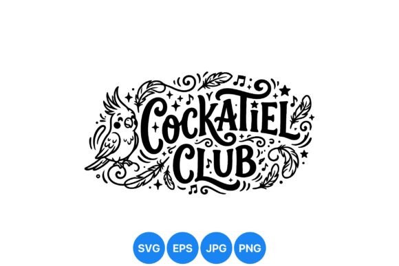 Cockatiel Bird Decorative Label: A Vintage-Inspired Digital Design Asset