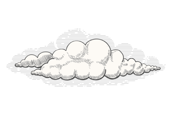Decorative Cloud Drawing: Outdoor Nature Sky Elements for Design