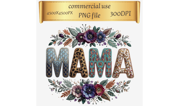 Decorative MAMA Floral PNG