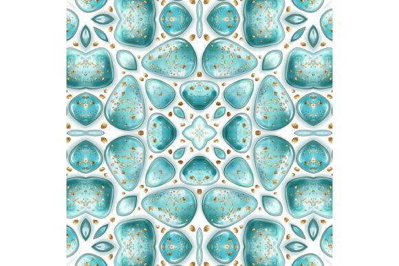 Decorative Paper 607: Turquoise & Gold Design