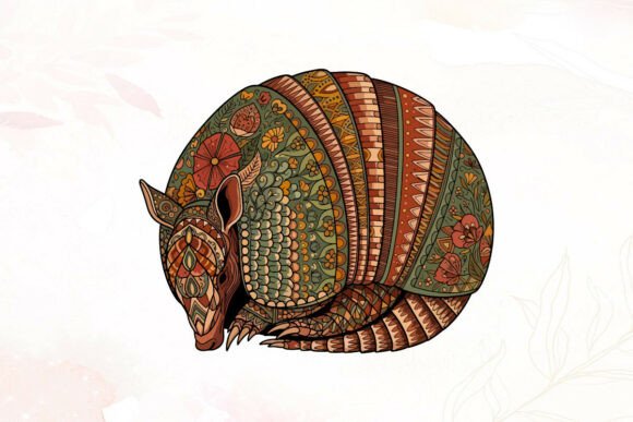 Decorative Patterned Armadillo Art: A Versatile Watercolor Resource for Modern Creators