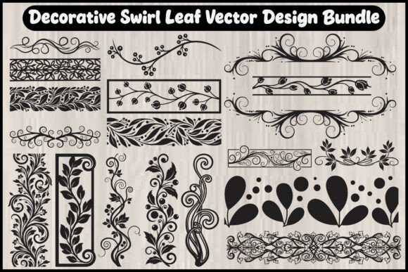 Decorative Swirl Leaf Vector Design Bundle
