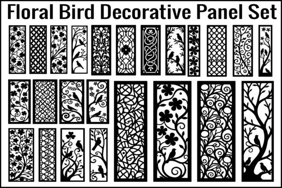 Floral Bird Decorative Panel Set: Transforming Spaces with Laser-Cut Art