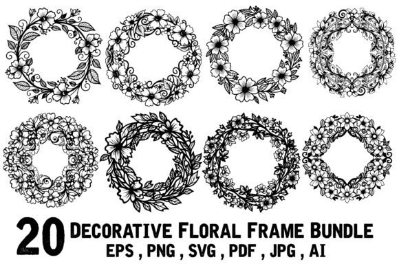Mastering Visual Elegance with the 20 Decorative Floral Frame Bundle