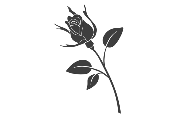 Rose Bud Black Icon. Decorative Botany S: Elevating Digital Design with Minimalist Elegance