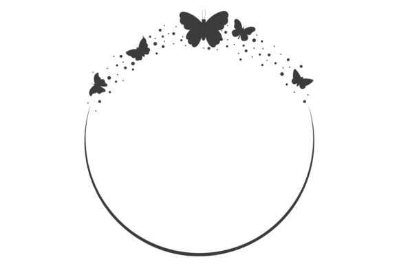Round Frame with Flying Butterfly