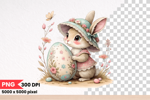 Whimsical Decorative Bunny Illustration: A Versatile Asset for Spring and Easter Design